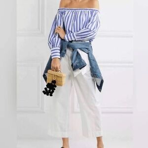 J. Crew x Thomas Mason Blue and White Striped Top